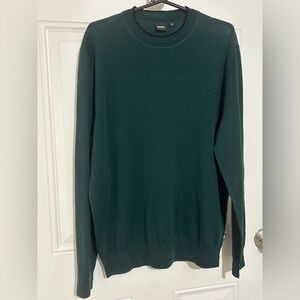 Boss Men's Dark Green Crewneck Sweater